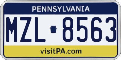 PA license plate MZL8563