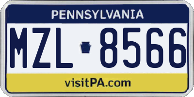 PA license plate MZL8566