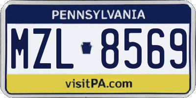 PA license plate MZL8569