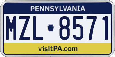 PA license plate MZL8571