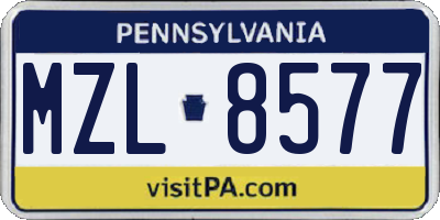 PA license plate MZL8577