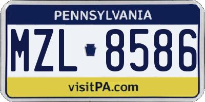PA license plate MZL8586