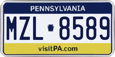 PA license plate MZL8589