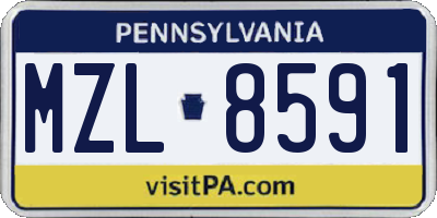 PA license plate MZL8591