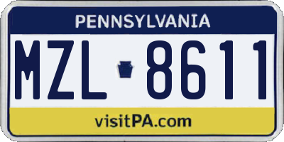 PA license plate MZL8611