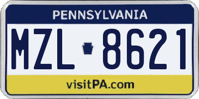 PA license plate MZL8621