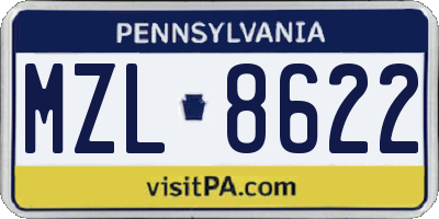PA license plate MZL8622