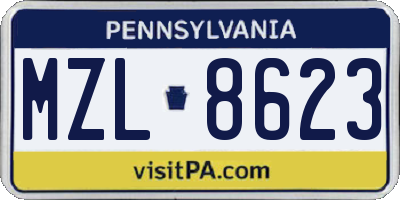 PA license plate MZL8623