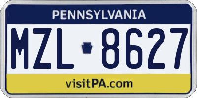 PA license plate MZL8627