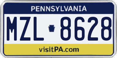 PA license plate MZL8628