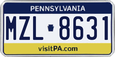 PA license plate MZL8631
