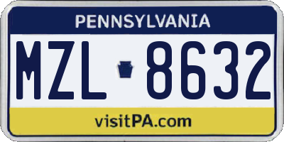 PA license plate MZL8632