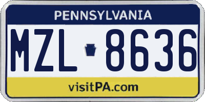 PA license plate MZL8636