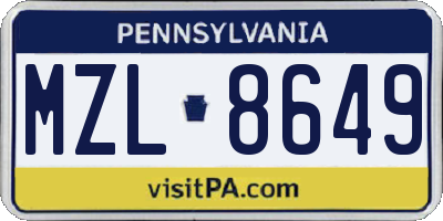 PA license plate MZL8649