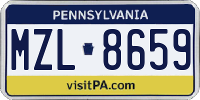 PA license plate MZL8659