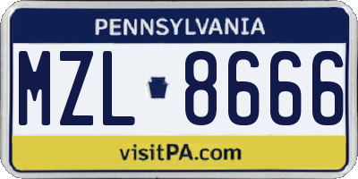 PA license plate MZL8666