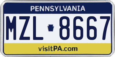 PA license plate MZL8667