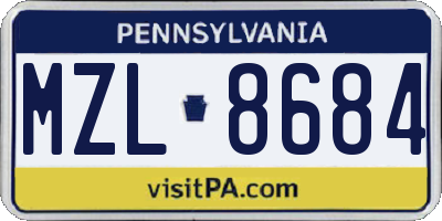 PA license plate MZL8684