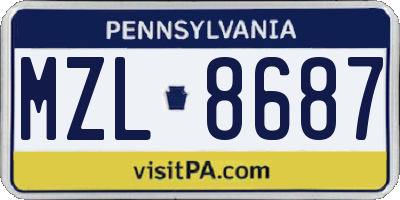 PA license plate MZL8687