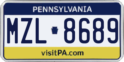 PA license plate MZL8689
