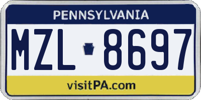 PA license plate MZL8697