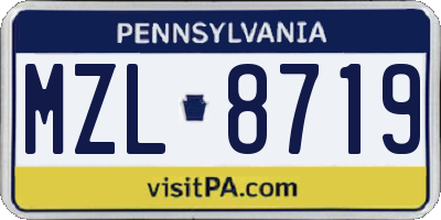 PA license plate MZL8719