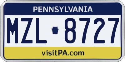 PA license plate MZL8727
