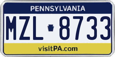 PA license plate MZL8733