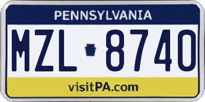 PA license plate MZL8740