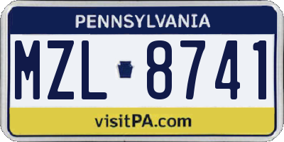 PA license plate MZL8741