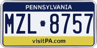 PA license plate MZL8757
