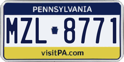 PA license plate MZL8771