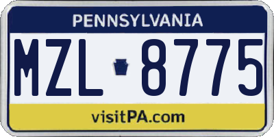 PA license plate MZL8775