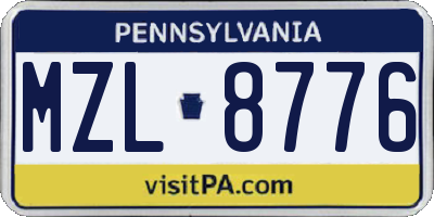 PA license plate MZL8776