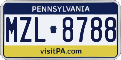 PA license plate MZL8788