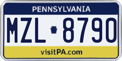 PA license plate MZL8790