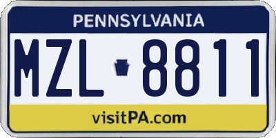 PA license plate MZL8811