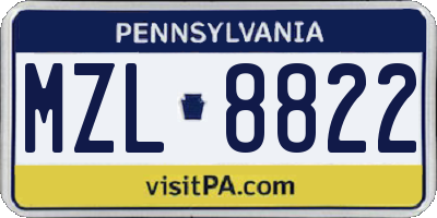 PA license plate MZL8822