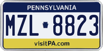 PA license plate MZL8823