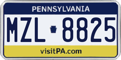 PA license plate MZL8825