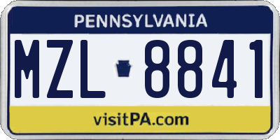 PA license plate MZL8841