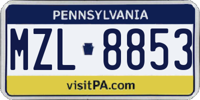 PA license plate MZL8853
