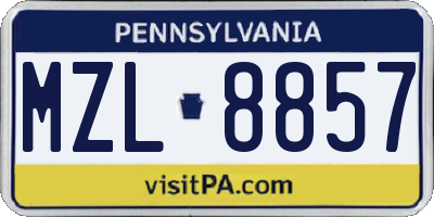 PA license plate MZL8857