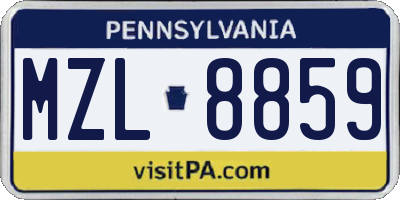 PA license plate MZL8859