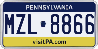 PA license plate MZL8866
