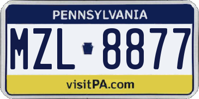 PA license plate MZL8877