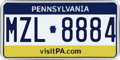 PA license plate MZL8884
