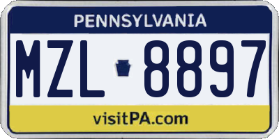 PA license plate MZL8897