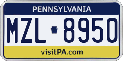 PA license plate MZL8950