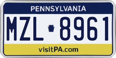 PA license plate MZL8961